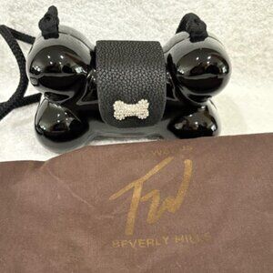 TIMMY WOODS OF BEVERLY HILS BLACK DOG BONE PURSE WITH DUST BAG - NWT